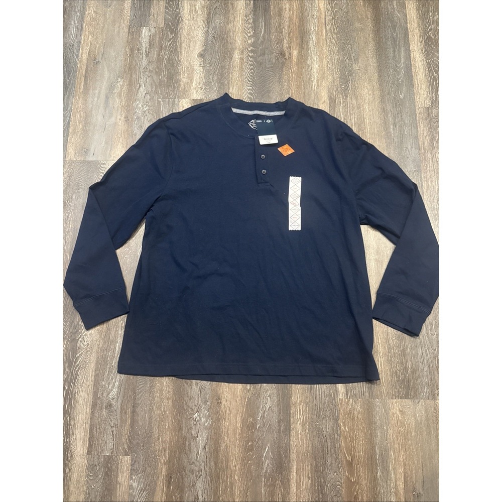 St. John's Bay 2XL Men Legacy Henley LS Shirt Blue Super Soft 3 Button NWT